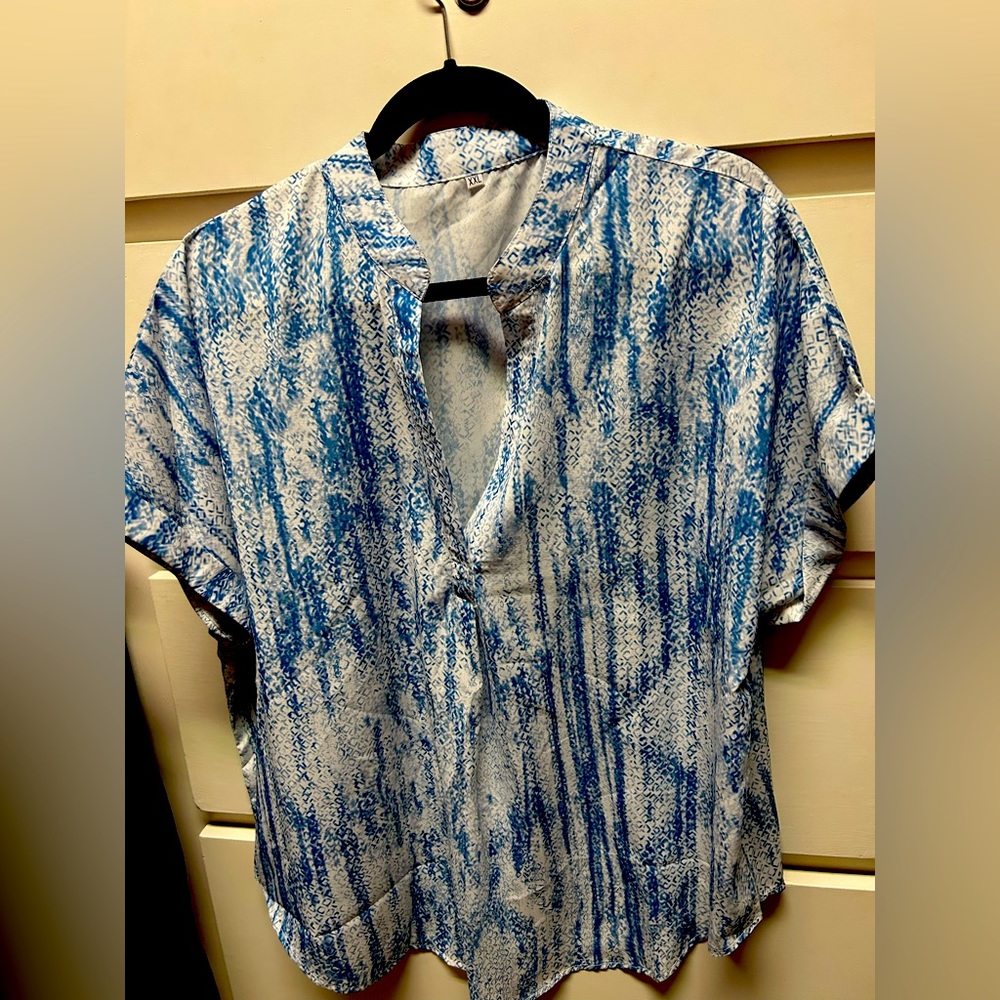 White and blue Top